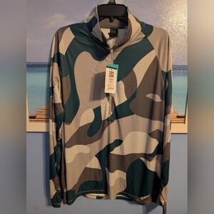 Nwt Reel Life Women's Quarter Zip Top Camo Hydromax Stretch XXL